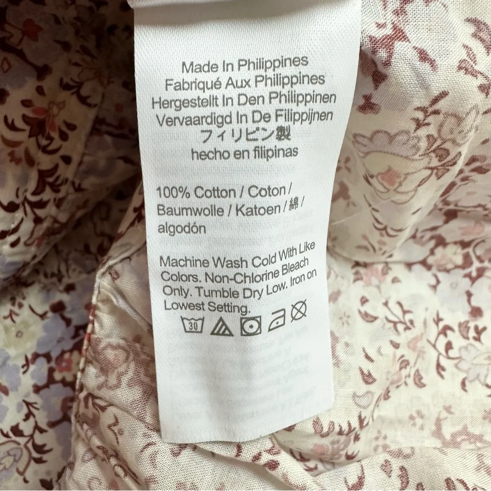 J.Crew Puff-sleeve V-neck Top in Ratti® Paisley Garden Short Sleeve Blouse Shirt